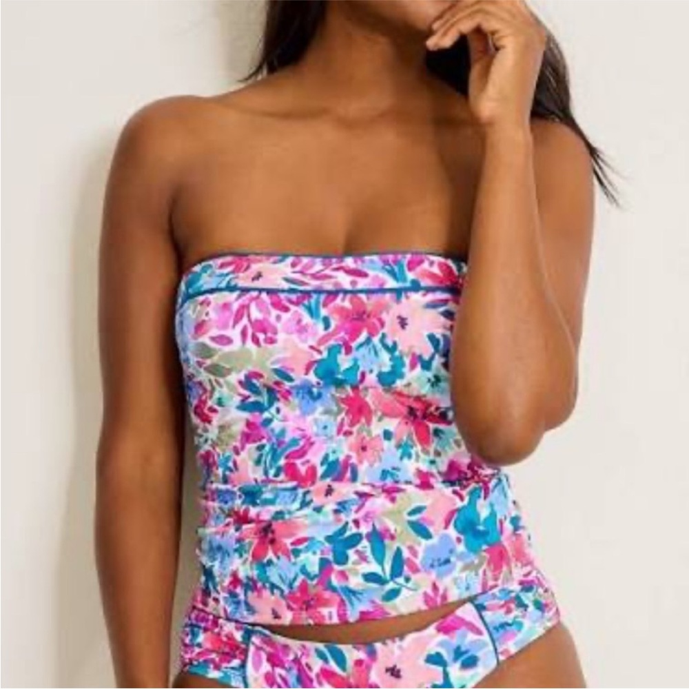 Tommy Bahama Watercolor Floral Bandeau Tankini Top